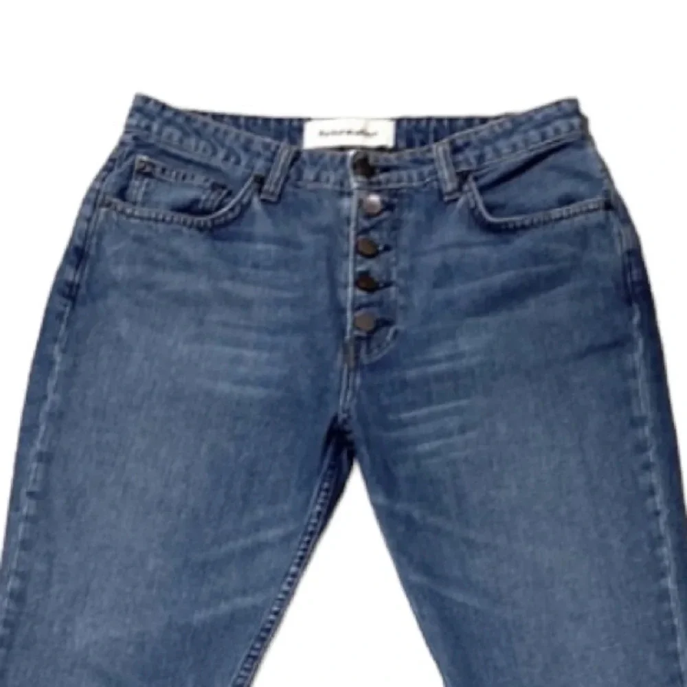 Reformation Petite Button Fly Slim Straight Ankle Baltic Wash Jeans Size 28